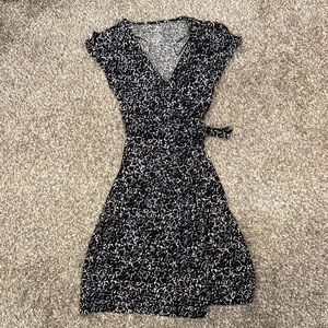 Elegant Black and White Wrap Dress